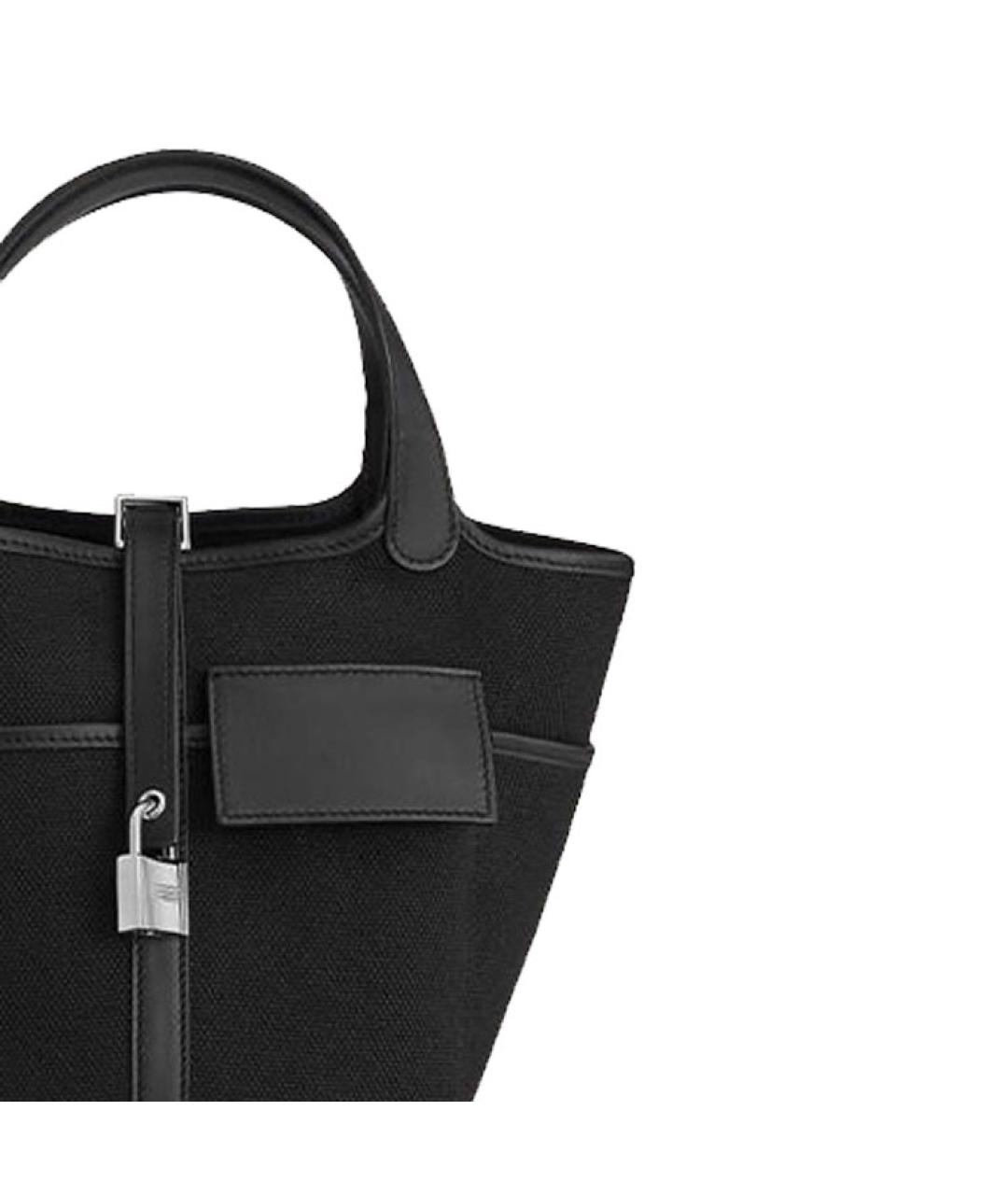 HERMES Черная сумка через плечо из канвы, фото 5