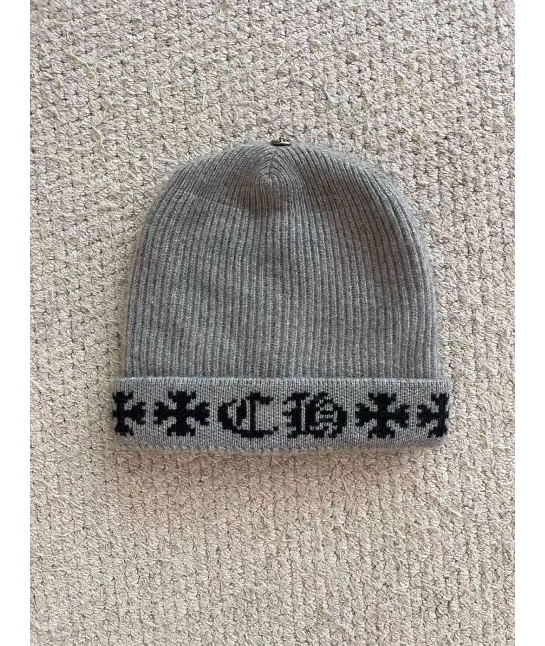 CHROME HEARTS Серая кашемировая шапка, фото 2