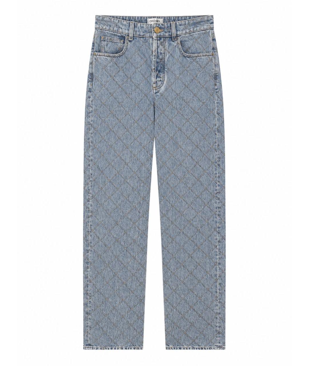 CHANEL Голубые хлопковые прямые джинсы, фото 1