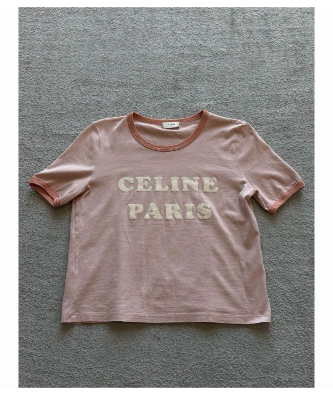 CELINE Розовая хлопковая футболка, фото 4