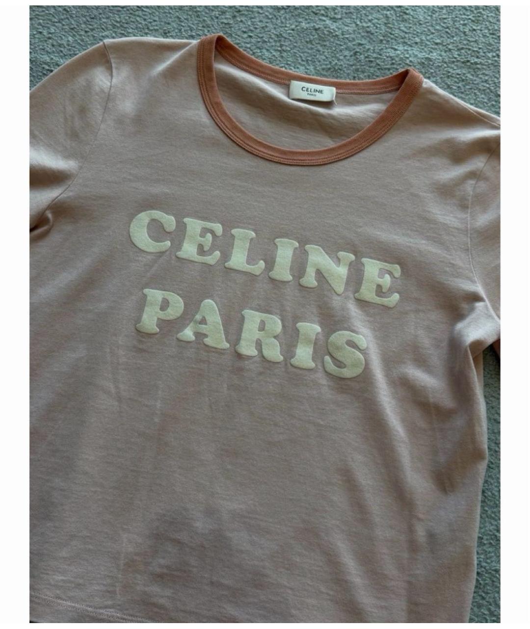 CELINE Розовая хлопковая футболка, фото 3