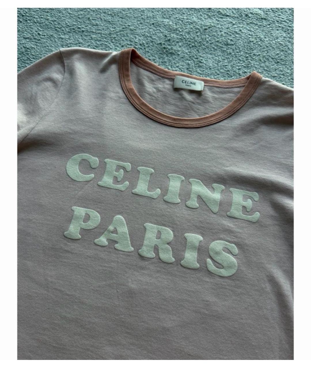CELINE Розовая хлопковая футболка, фото 2
