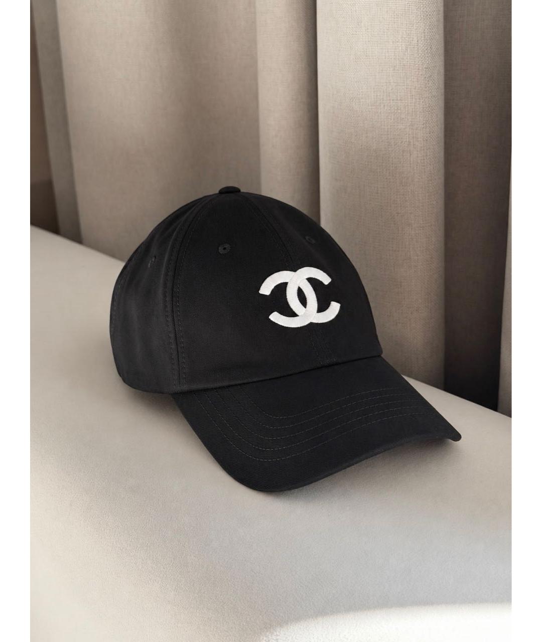 CHANEL Черная хлопковая кепка, фото 2