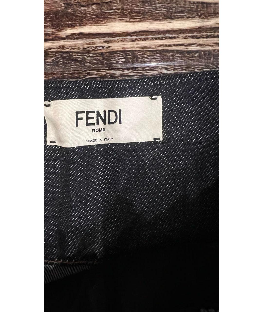 FENDI Синие хлопковые прямые джинсы, фото 3