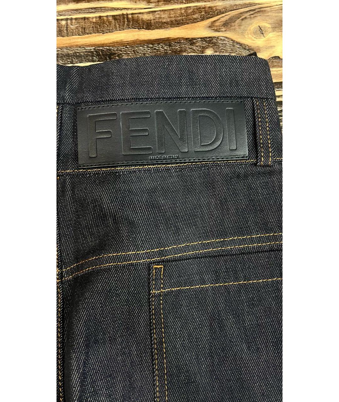 FENDI Синие хлопковые прямые джинсы, фото 4