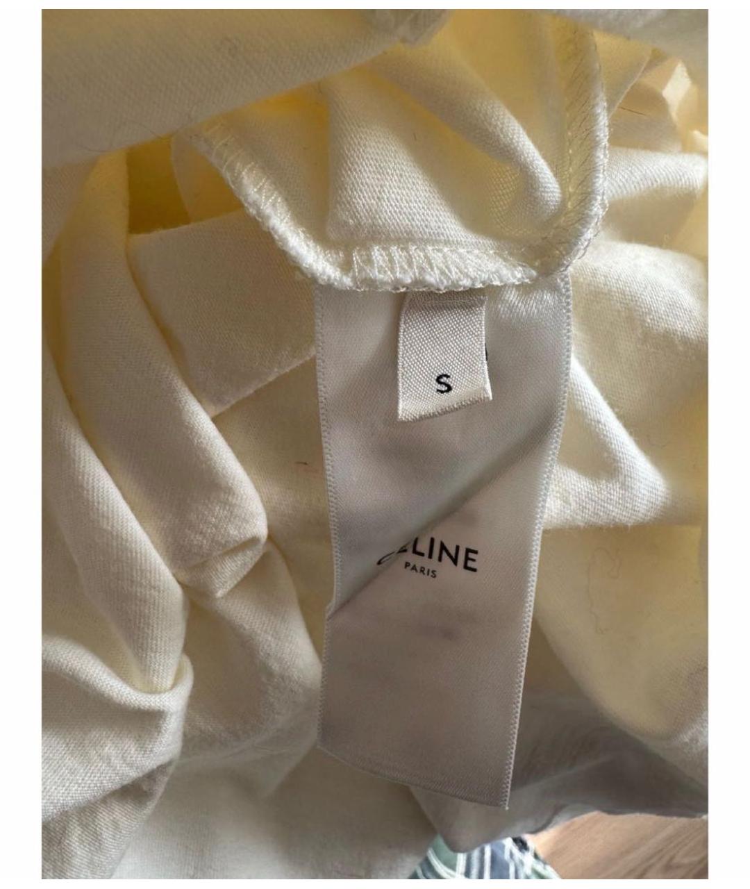 CELINE Бежевая хлопковая футболка, фото 4