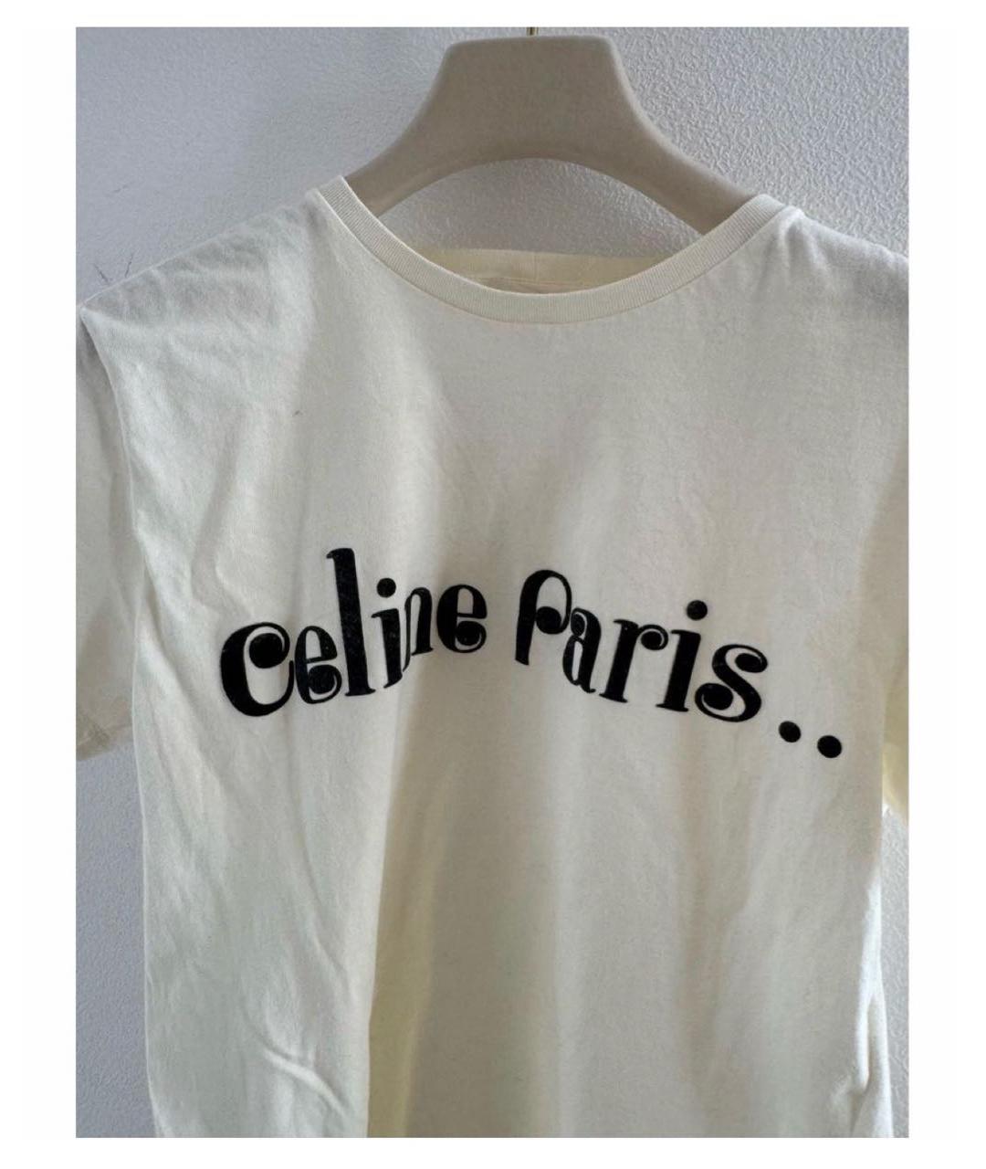 CELINE Бежевая хлопковая футболка, фото 3