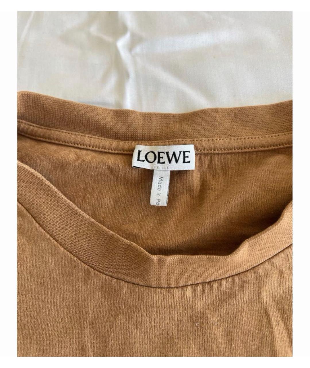 LOEWE Коричневая хлопковая футболка, фото 3