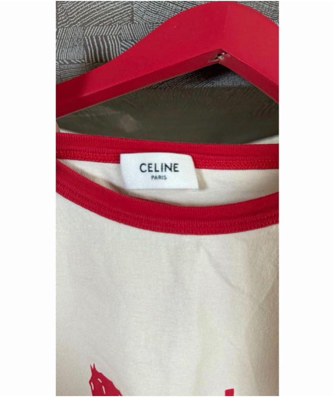 CELINE Бежевая хлопковая футболка, фото 3