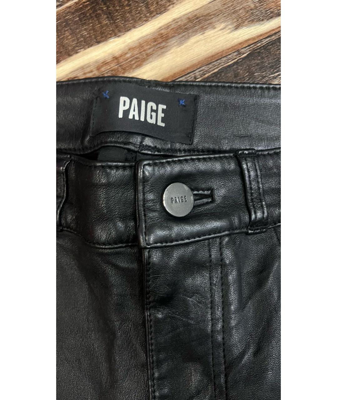 PAIGE Черные кожаные брюки узкие, фото 4