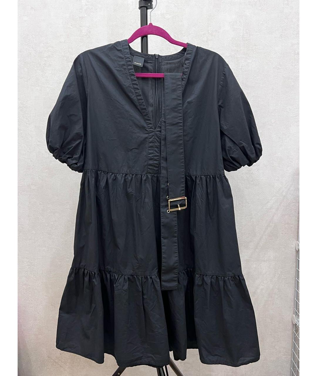 PINKO Черное хлопковое коктейльное платье, фото 7