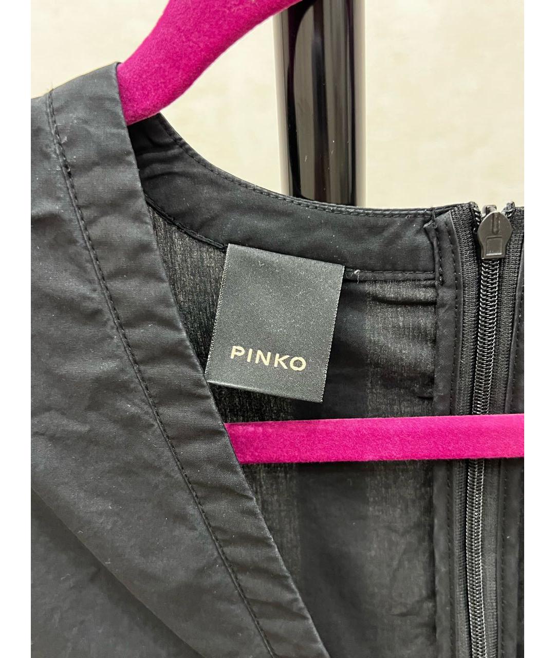PINKO Черное хлопковое коктейльное платье, фото 3
