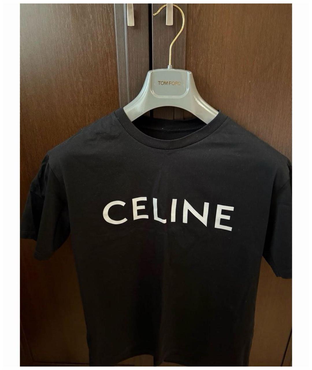 CELINE Черная хлопковая футболка, фото 3