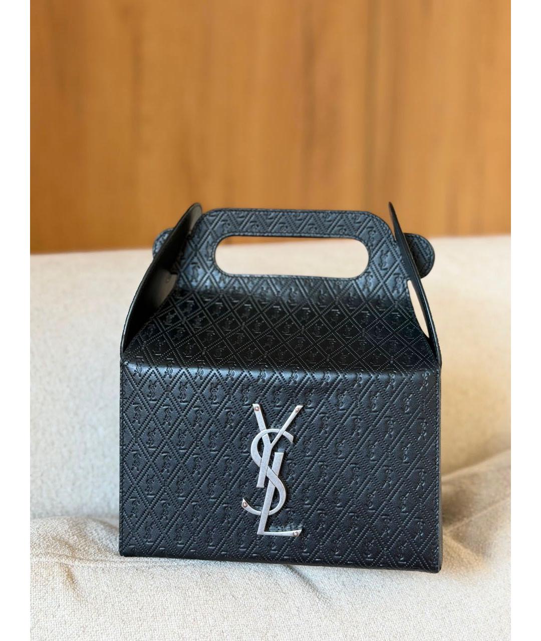 SAINT LAURENT Черная кожаная сумка с короткими ручками, фото 3