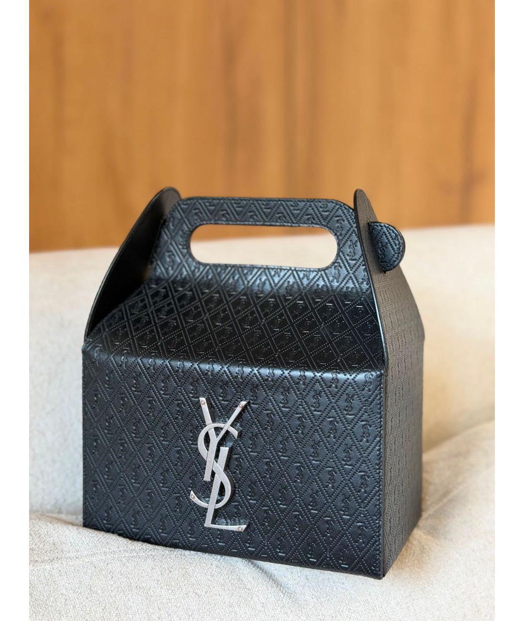 SAINT LAURENT Черная кожаная сумка с короткими ручками, фото 2