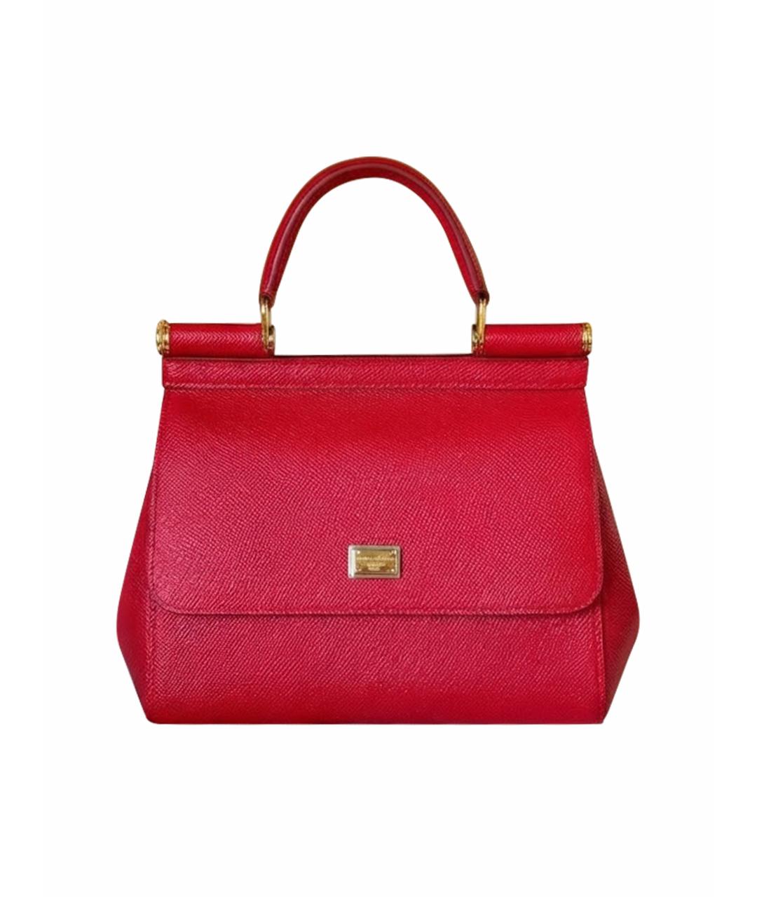 DOLCE&GABBANA Красная кожаная сумка с короткими ручками, фото 1