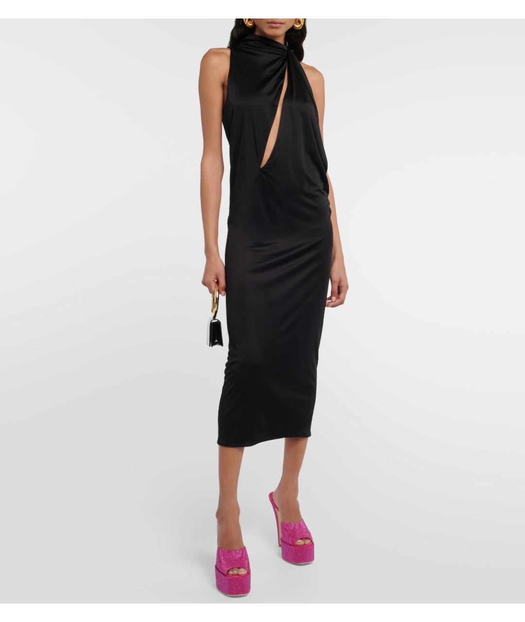 VERSACE Черное вискозное коктейльное платье, фото 4