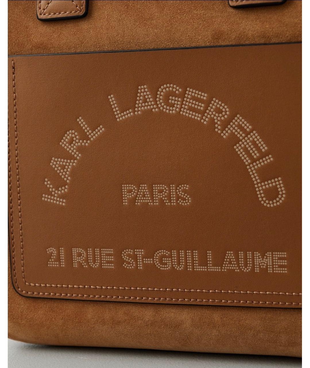 KARL LAGERFELD Горчичная замшевая сумка тоут, фото 3