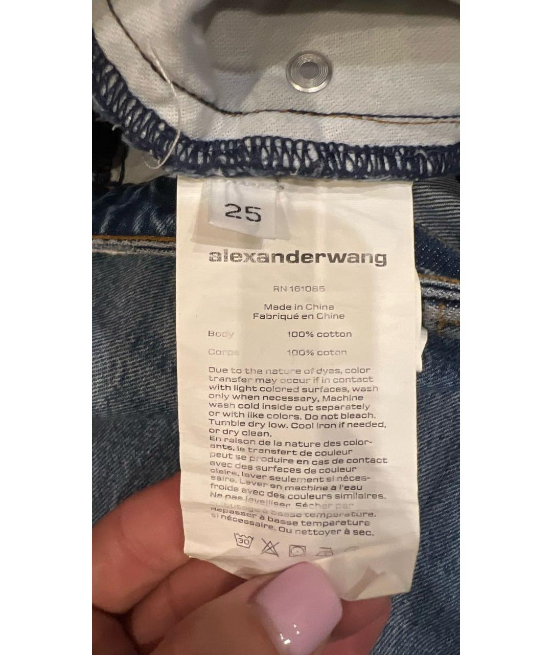 ALEXANDER WANG Голубые хлопковые джинсы клеш, фото 5