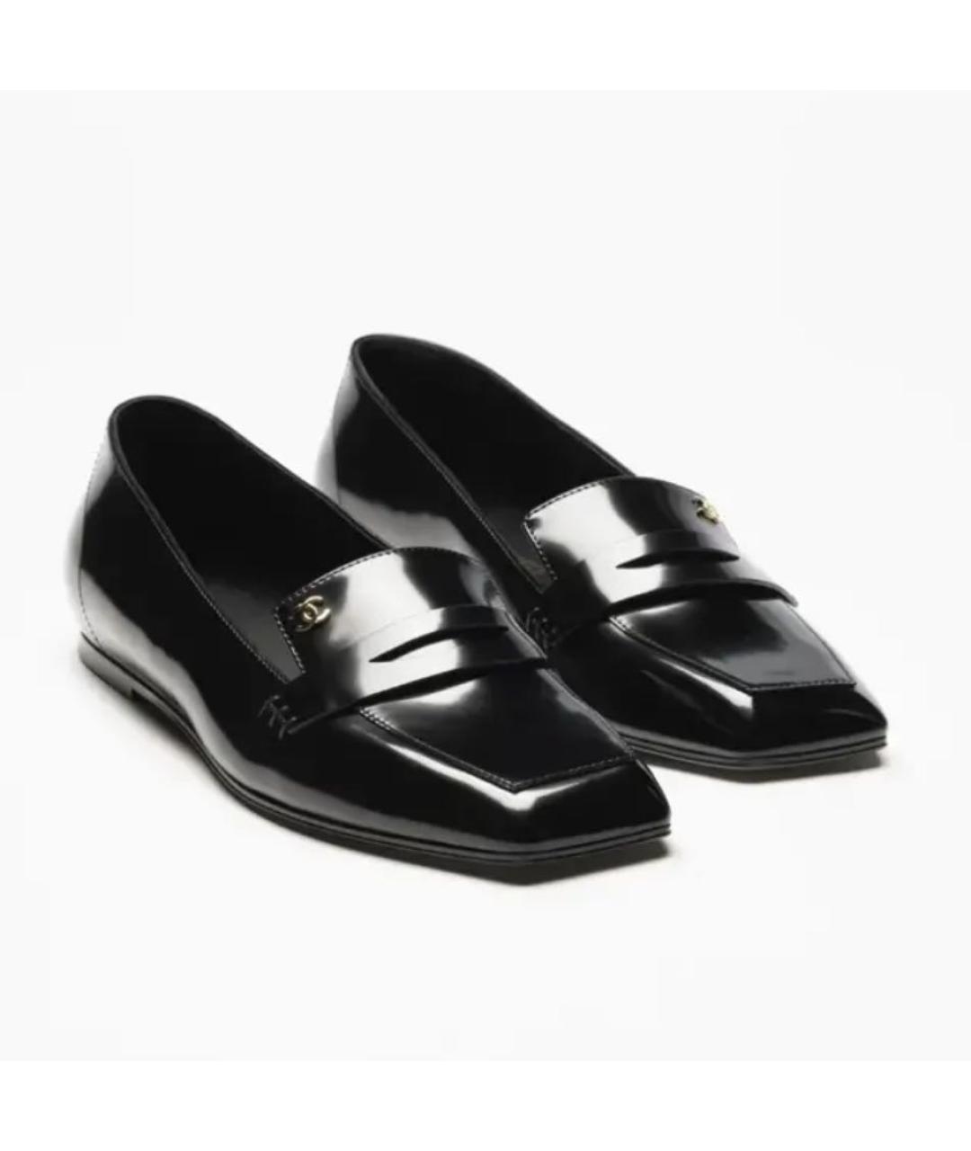 CHANEL Черные лоферы из лакированной кожи, фото 2