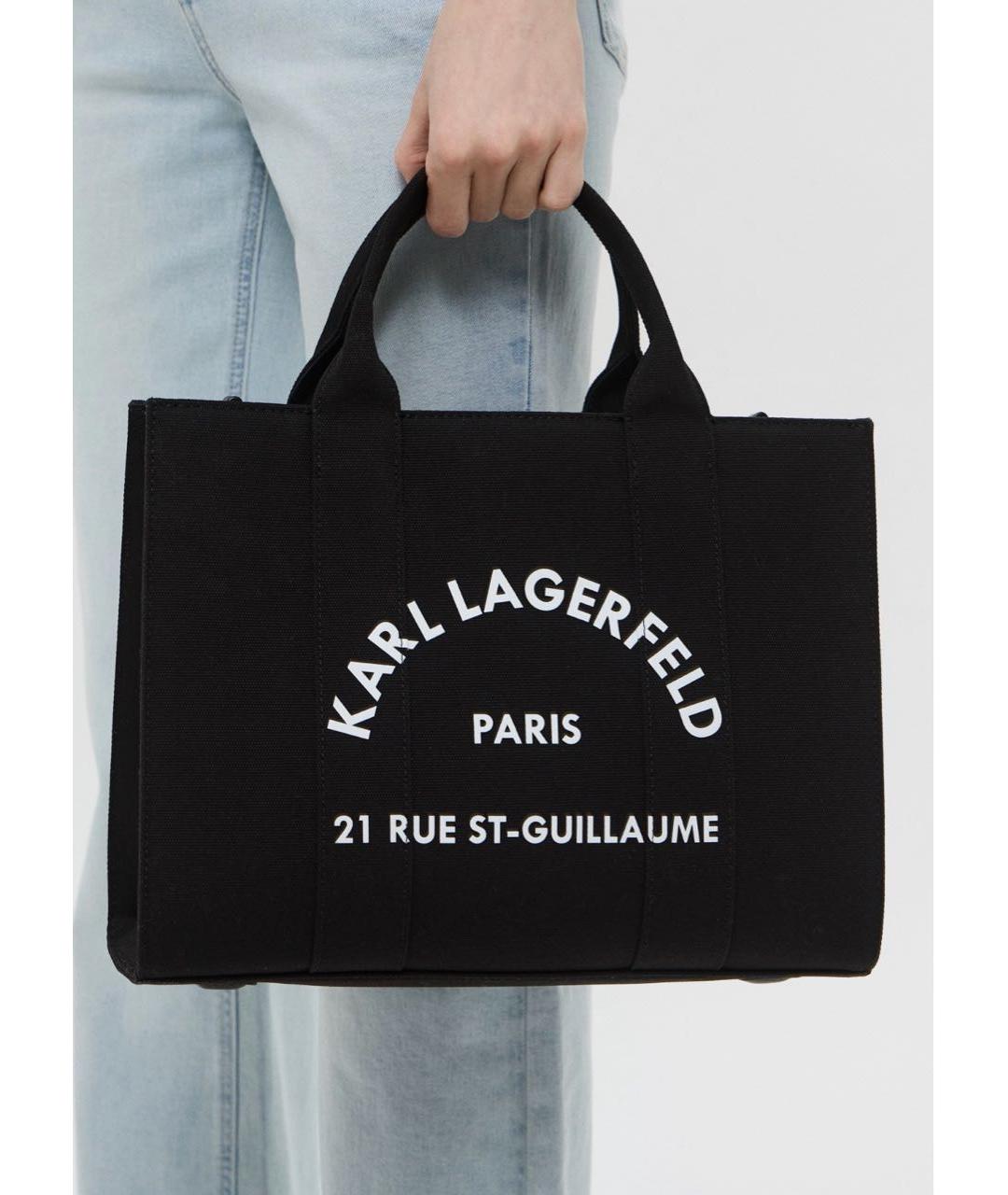 KARL LAGERFELD Черная хлопковая сумка тоут, фото 5