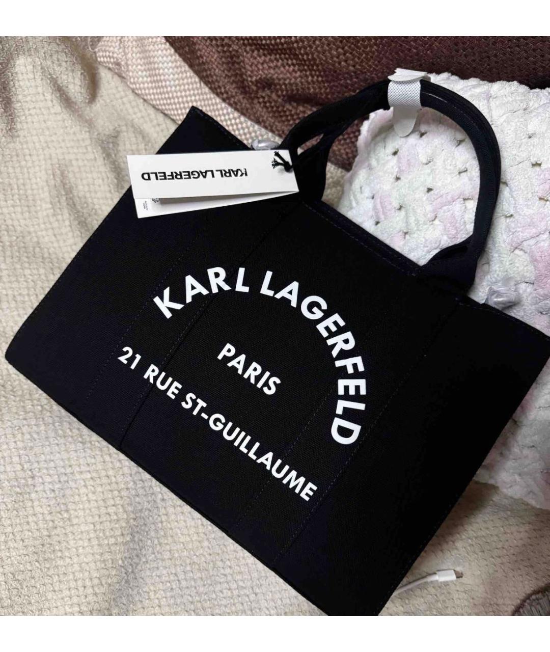 KARL LAGERFELD Черная хлопковая сумка тоут, фото 8