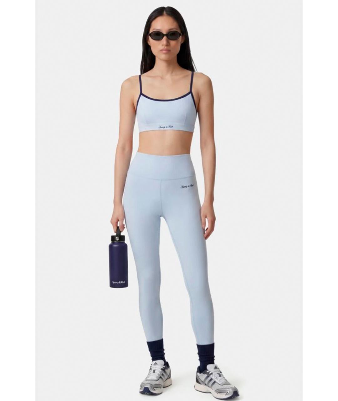 SPORTY AND RICH Голубые полиамидовые леггинсы и велосипедки, фото 2
