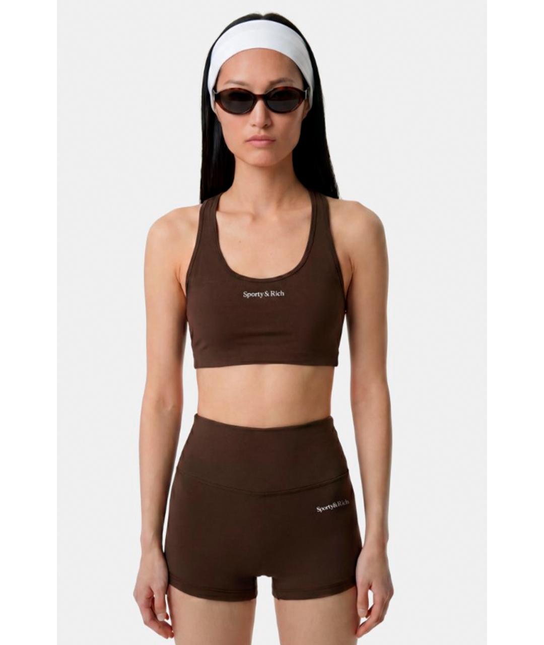 SPORTY AND RICH Коричневая вискозная майка, фото 2
