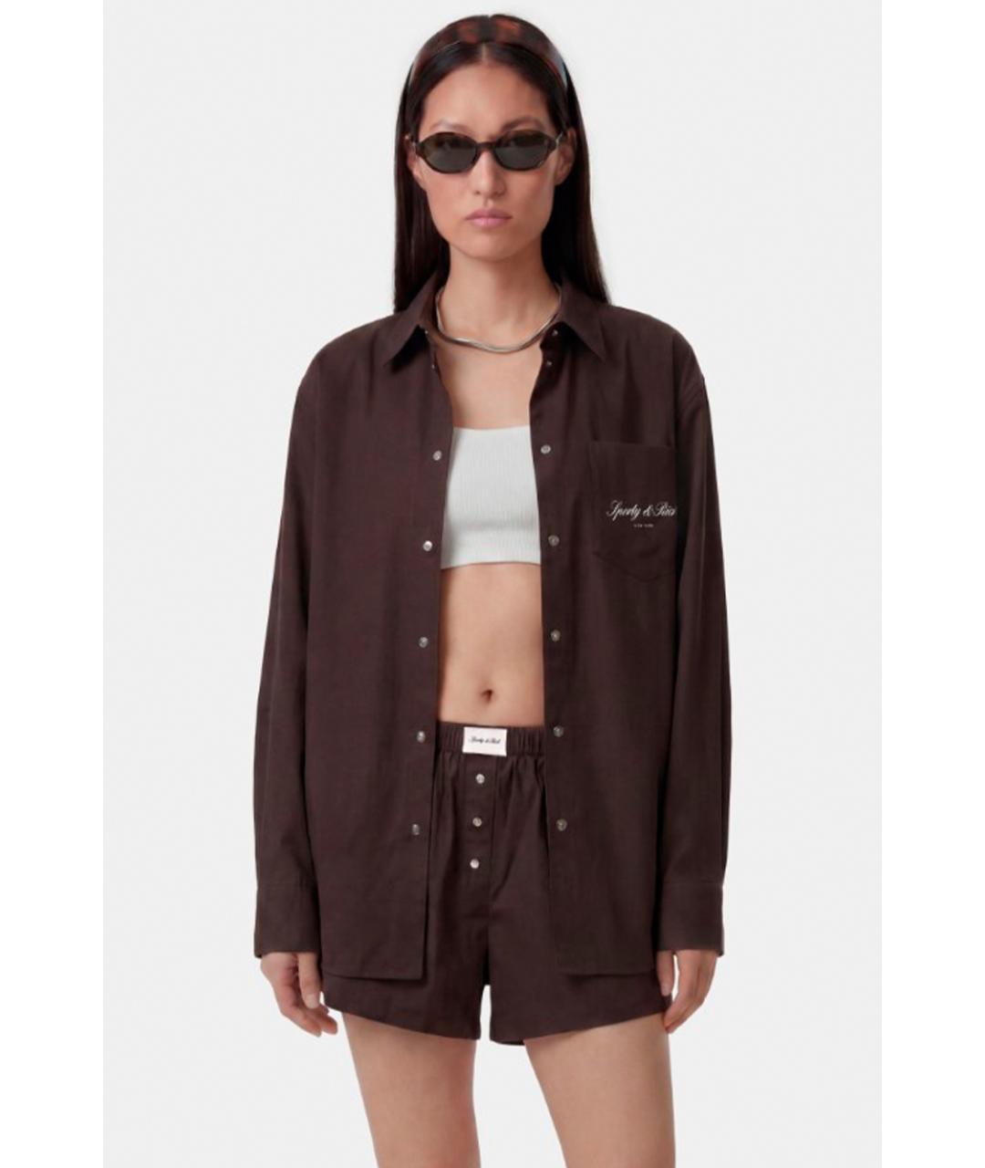 SPORTY AND RICH Коричневая хлопковая рубашка, фото 2