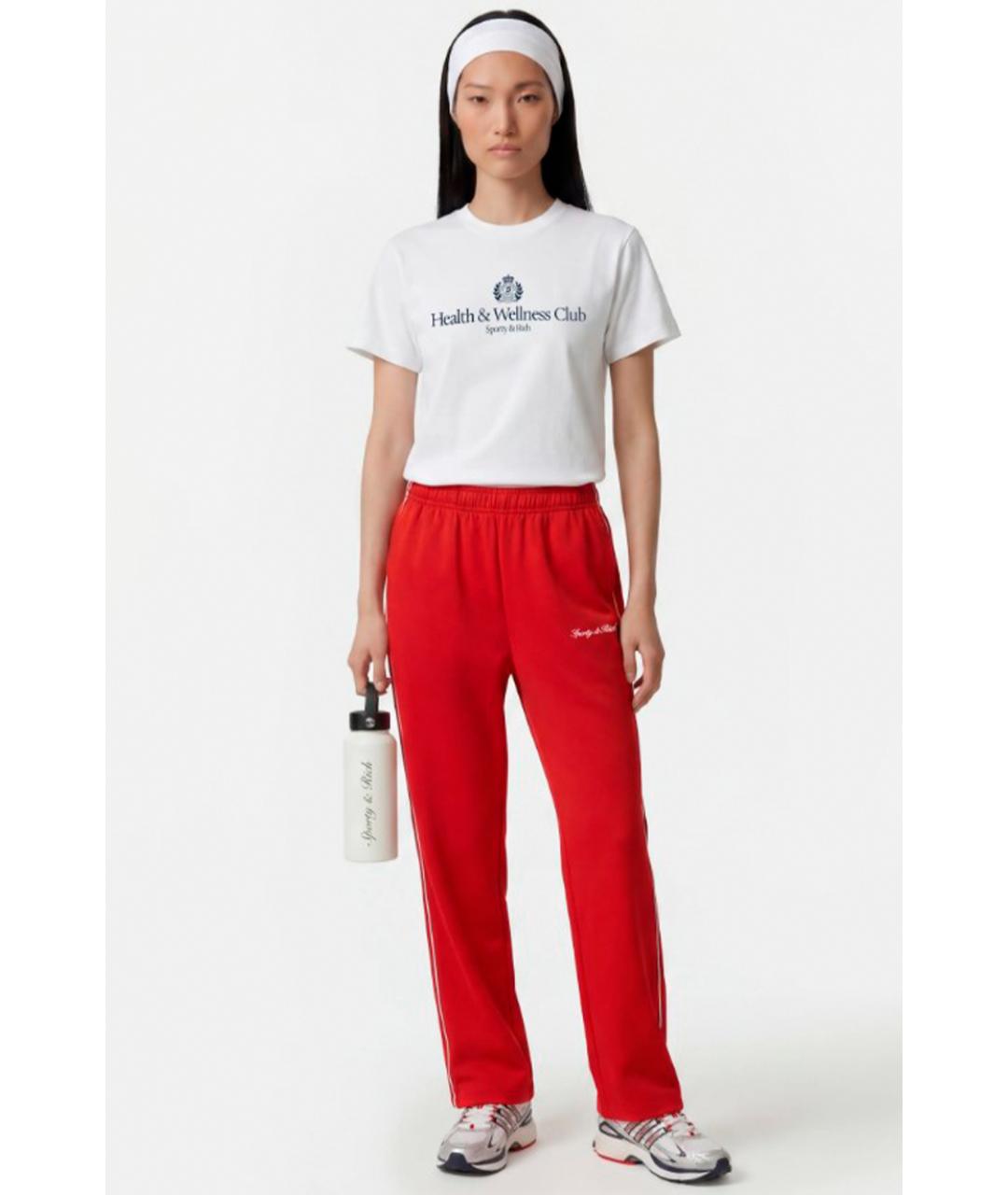 SPORTY AND RICH Красные хлопковые прямые брюки, фото 3