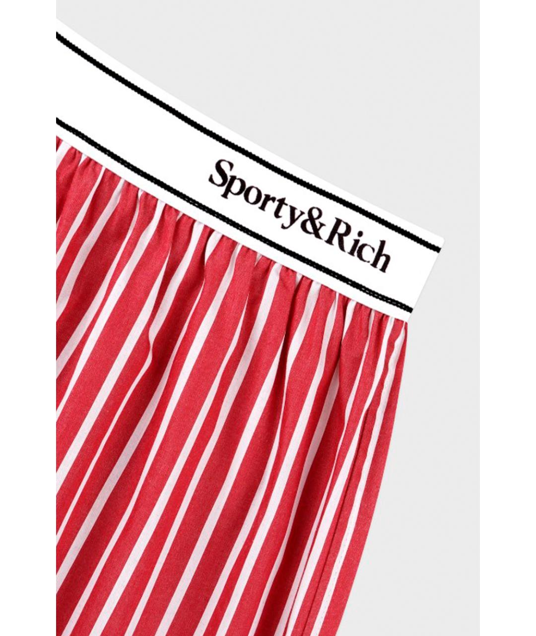 SPORTY AND RICH Красные хлопковые шорты, фото 3