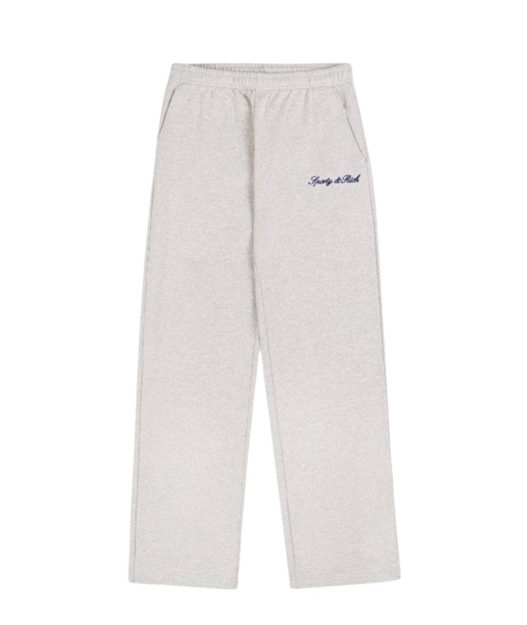 SPORTY AND RICH Серые хлопковые прямые брюки, фото 1