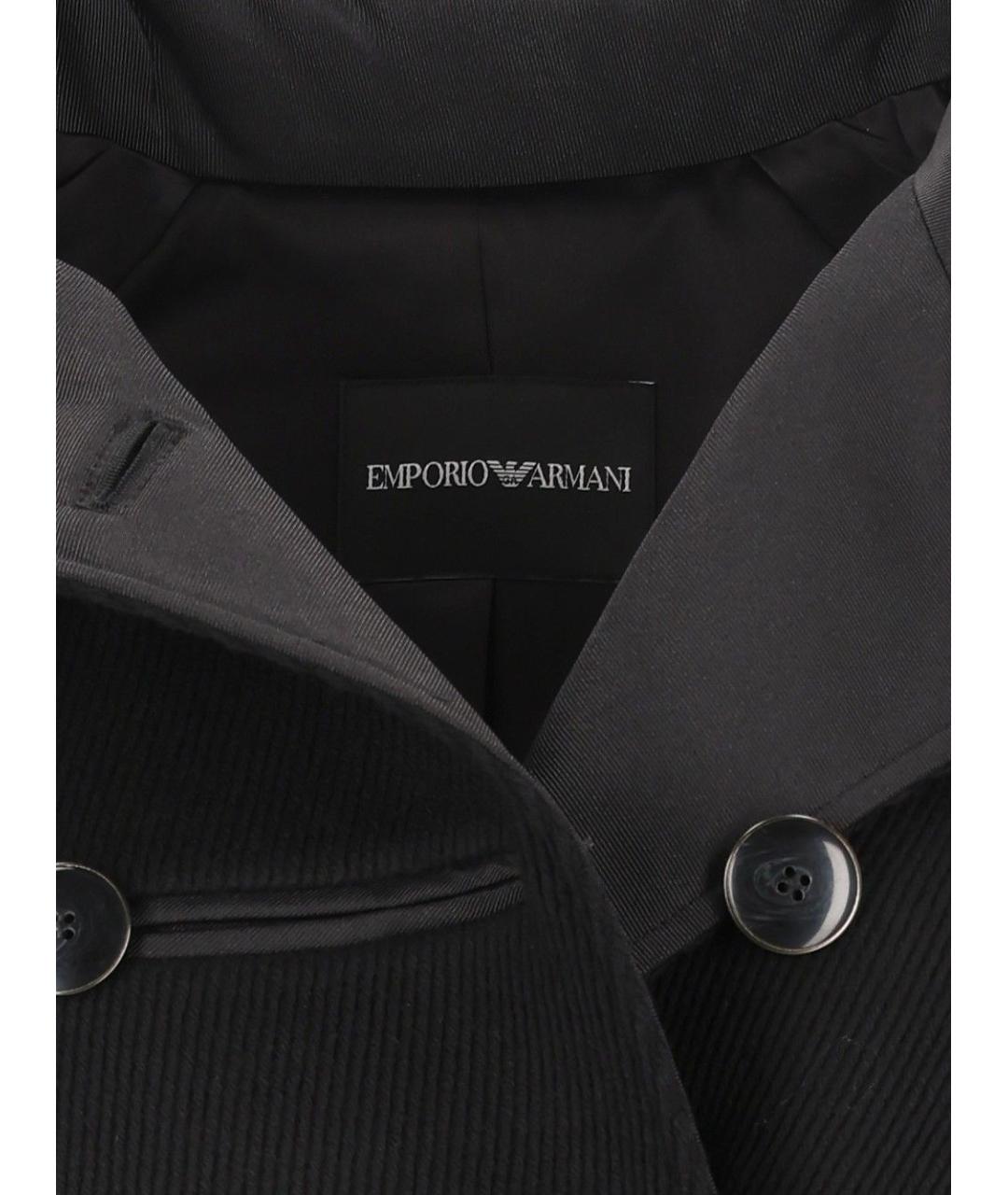 EMPORIO ARMANI Черное полиэстеровое пальто, фото 5