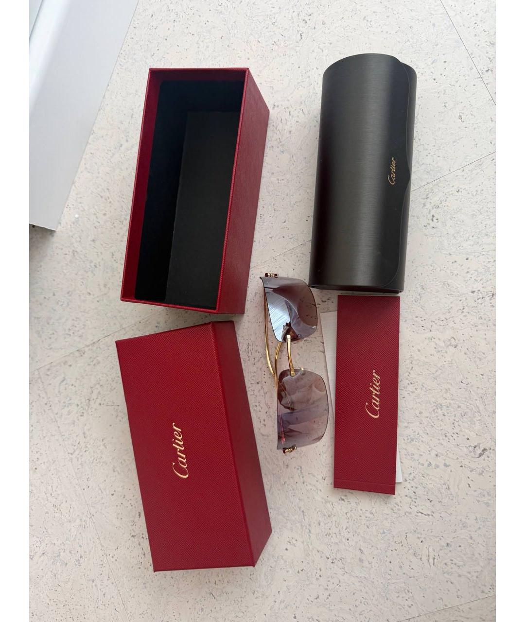 CARTIER Золотые металлические солнцезащитные очки, фото 4