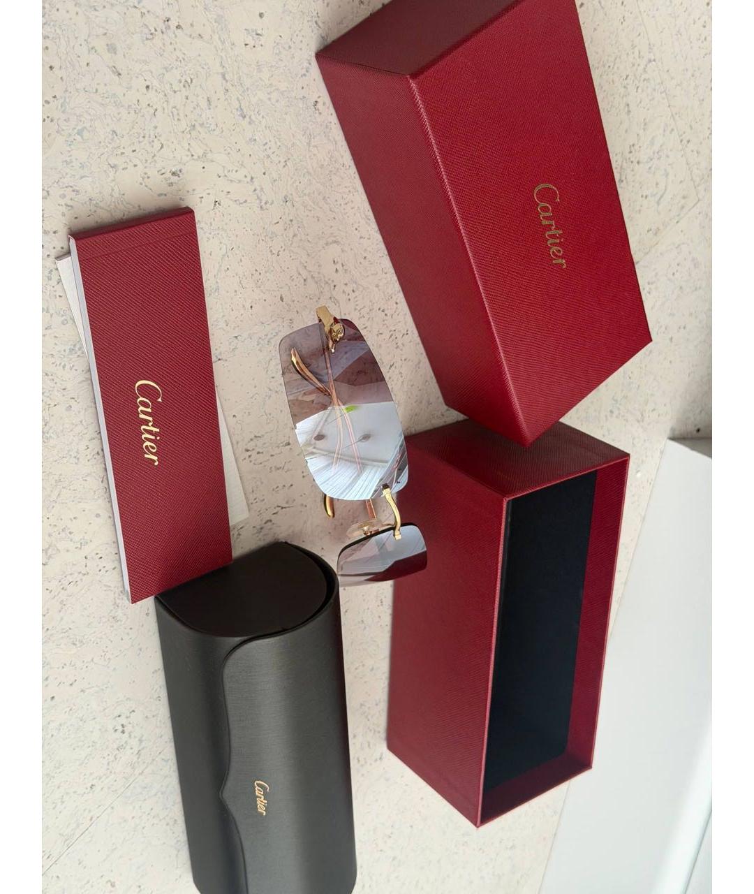 CARTIER Золотые металлические солнцезащитные очки, фото 2