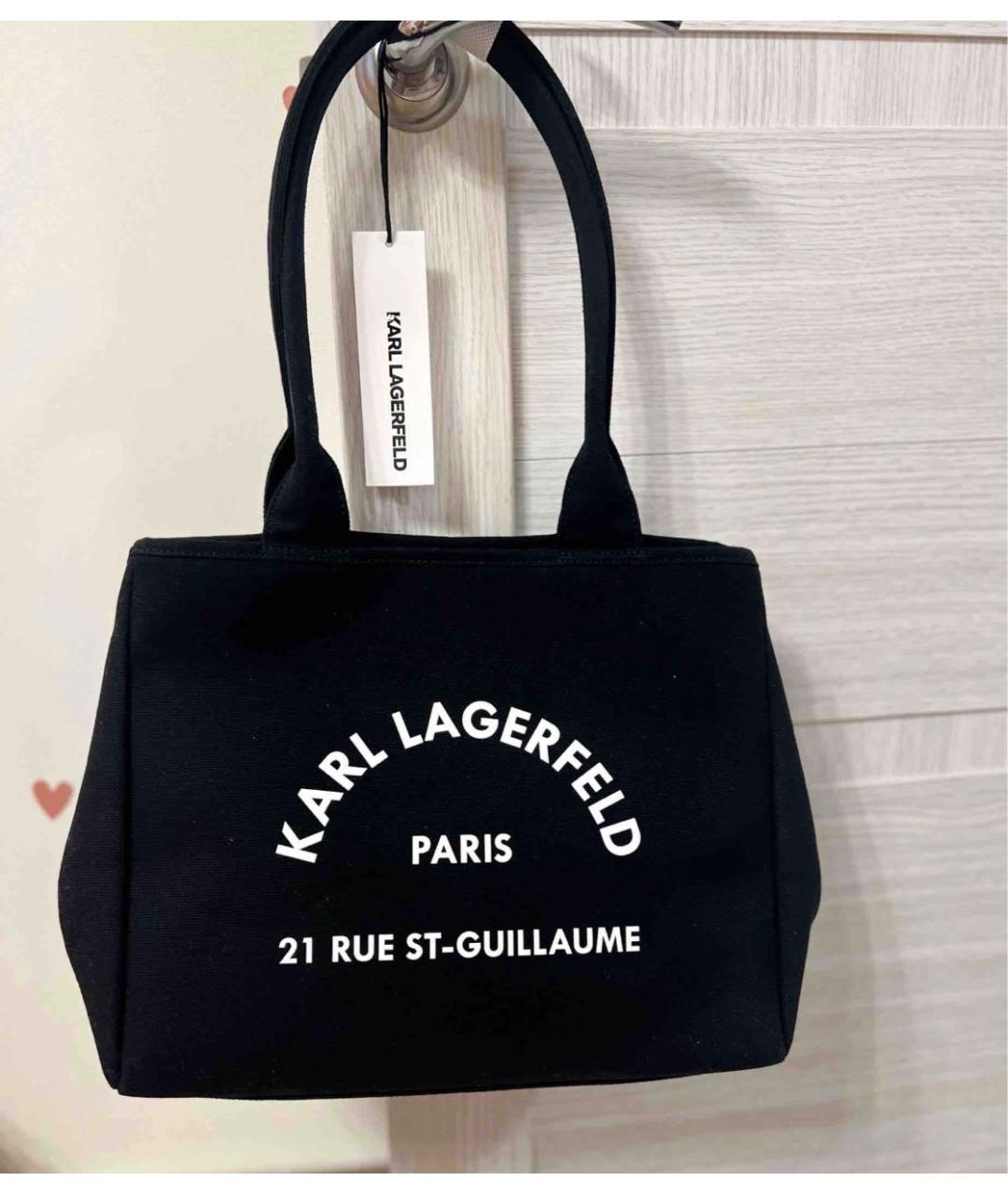KARL LAGERFELD Черная хлопковая сумка с короткими ручками, фото 5