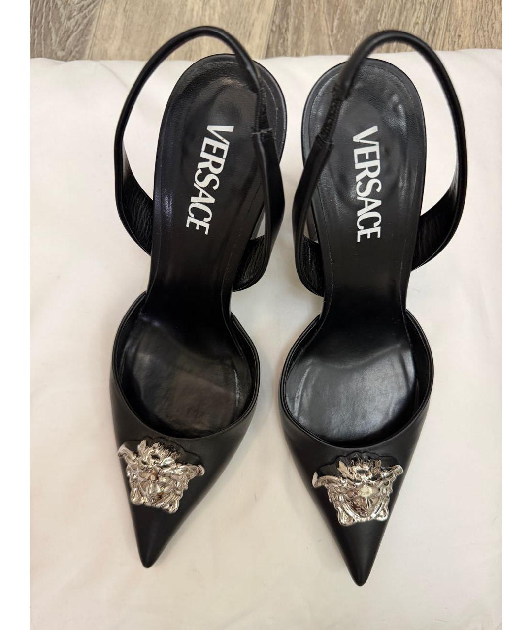 VERSACE Черные кожаные туфли, фото 2