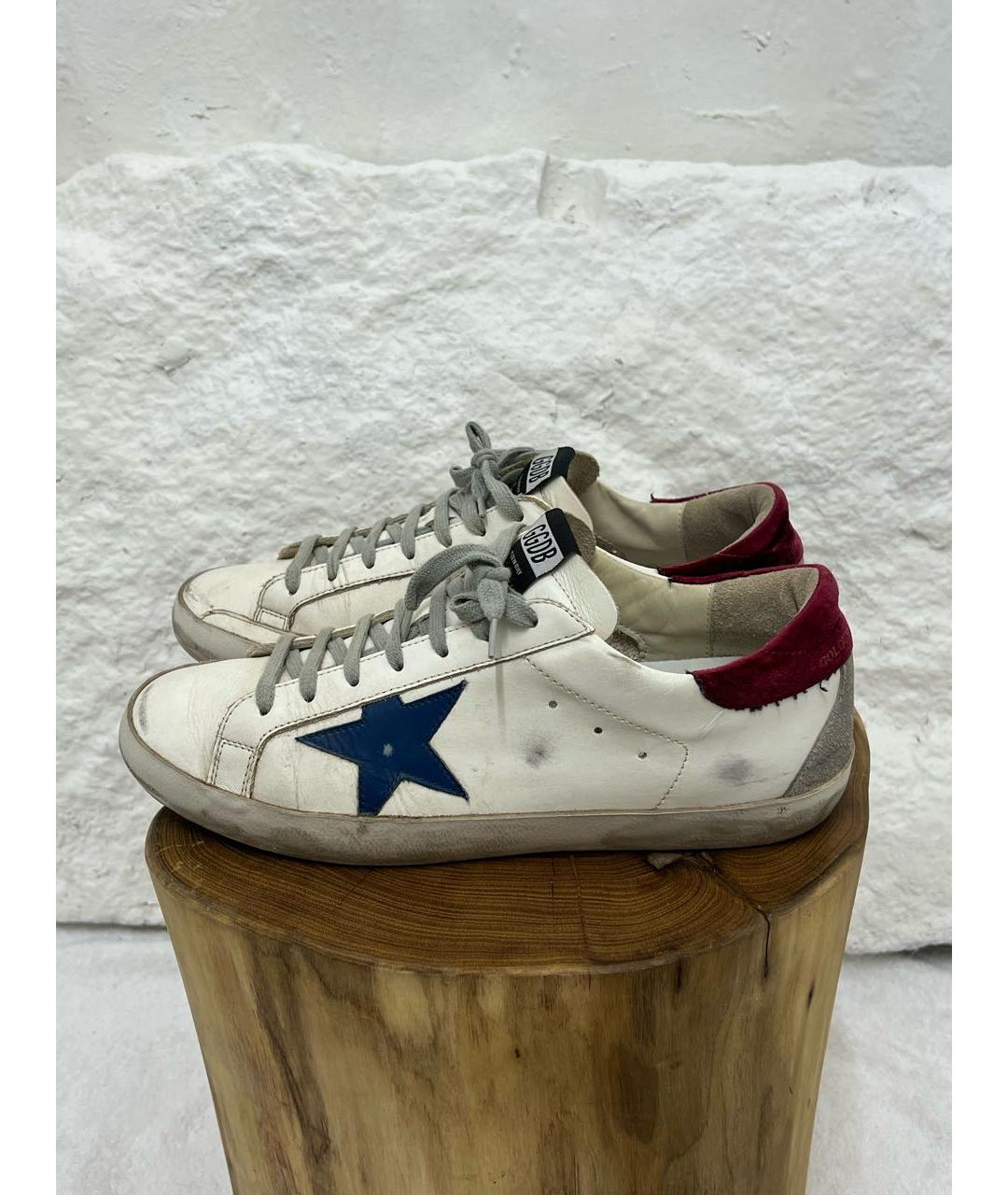 GOLDEN GOOSE Белые кожаные низкие кроссовки / кеды, фото 3