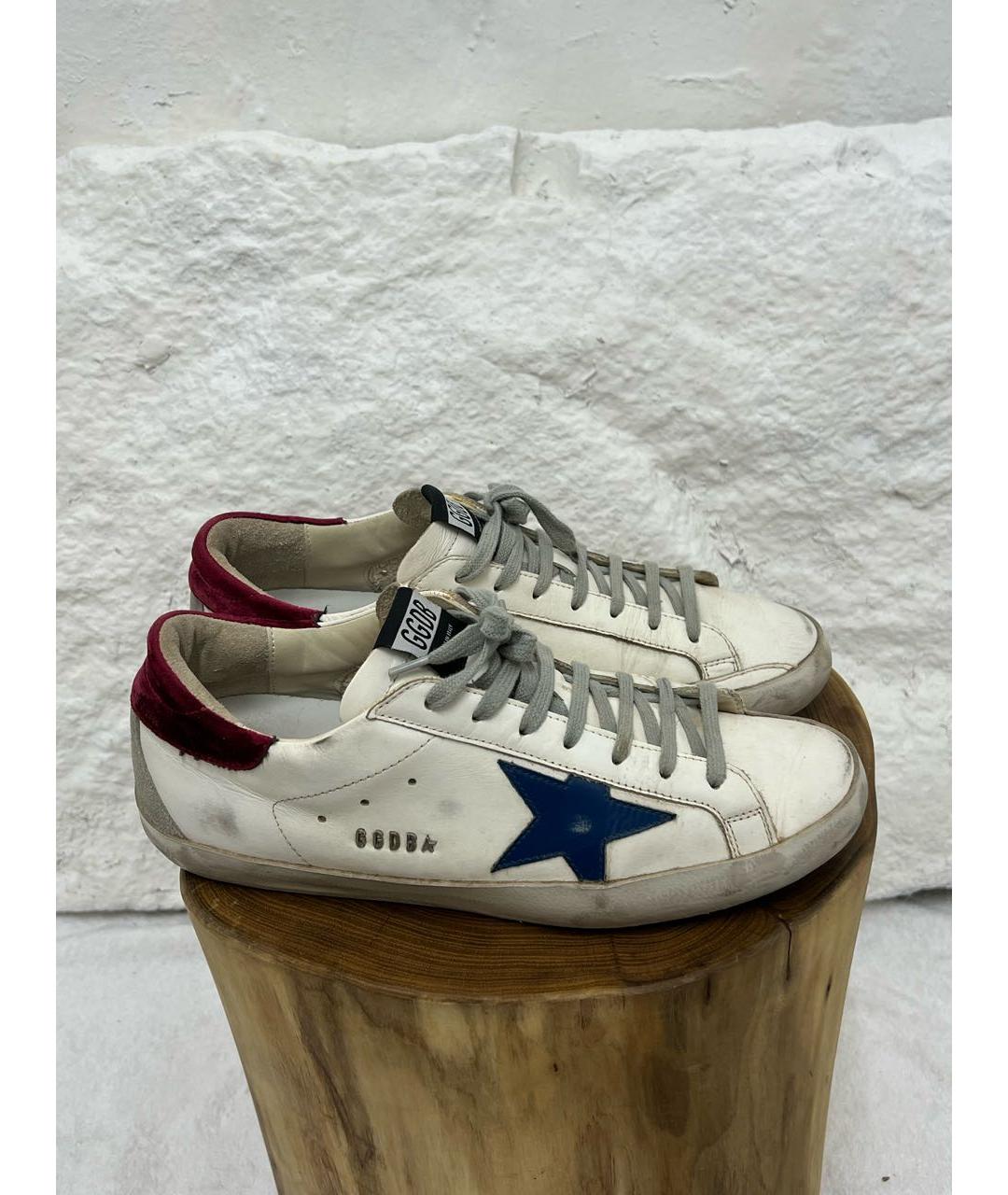 GOLDEN GOOSE Белые кожаные низкие кроссовки / кеды, фото 5