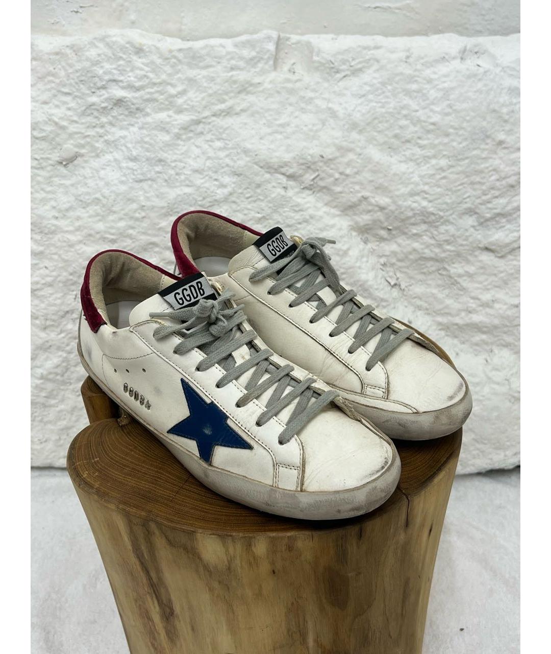 GOLDEN GOOSE Белые кожаные низкие кроссовки / кеды, фото 2