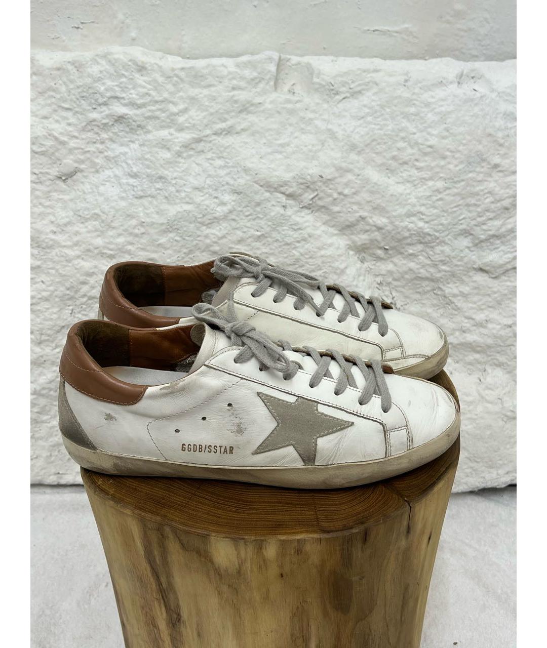 GOLDEN GOOSE Белые кожаные низкие кроссовки / кеды, фото 5