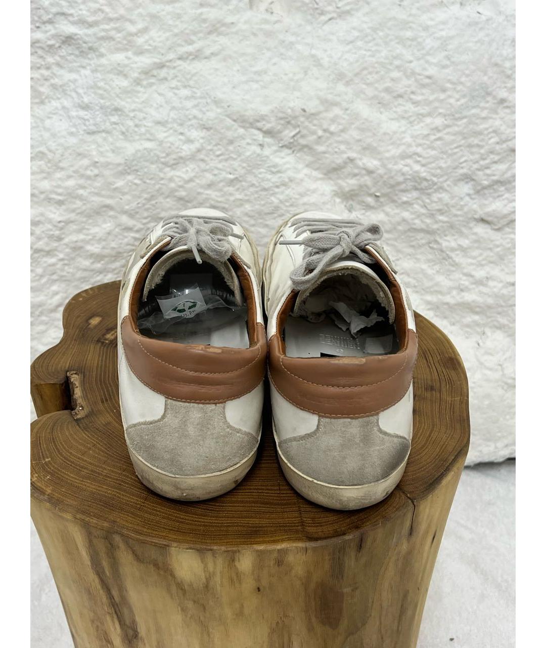 GOLDEN GOOSE Белые кожаные низкие кроссовки / кеды, фото 4