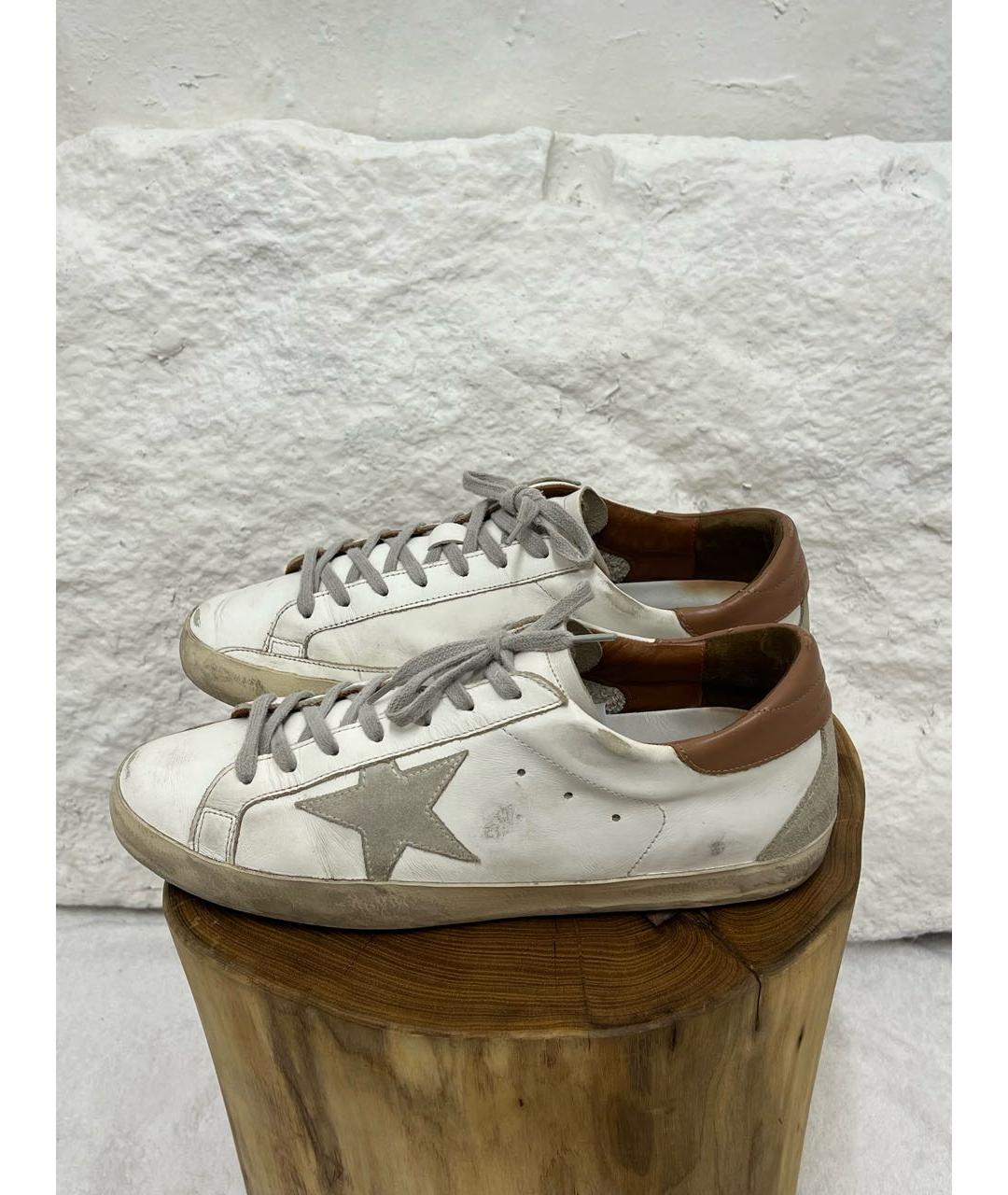 GOLDEN GOOSE Белые кожаные низкие кроссовки / кеды, фото 3