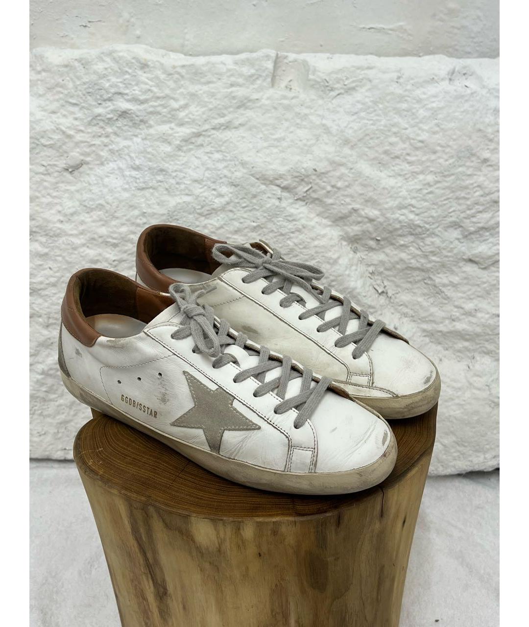 GOLDEN GOOSE Белые кожаные низкие кроссовки / кеды, фото 2