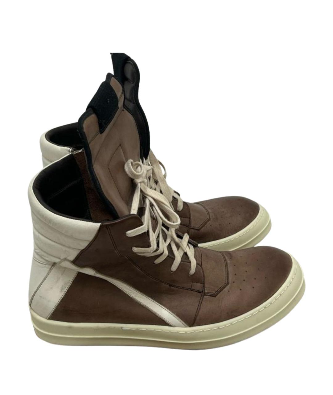 RICK OWENS Коричневые высокие кроссовки / кеды, фото 1
