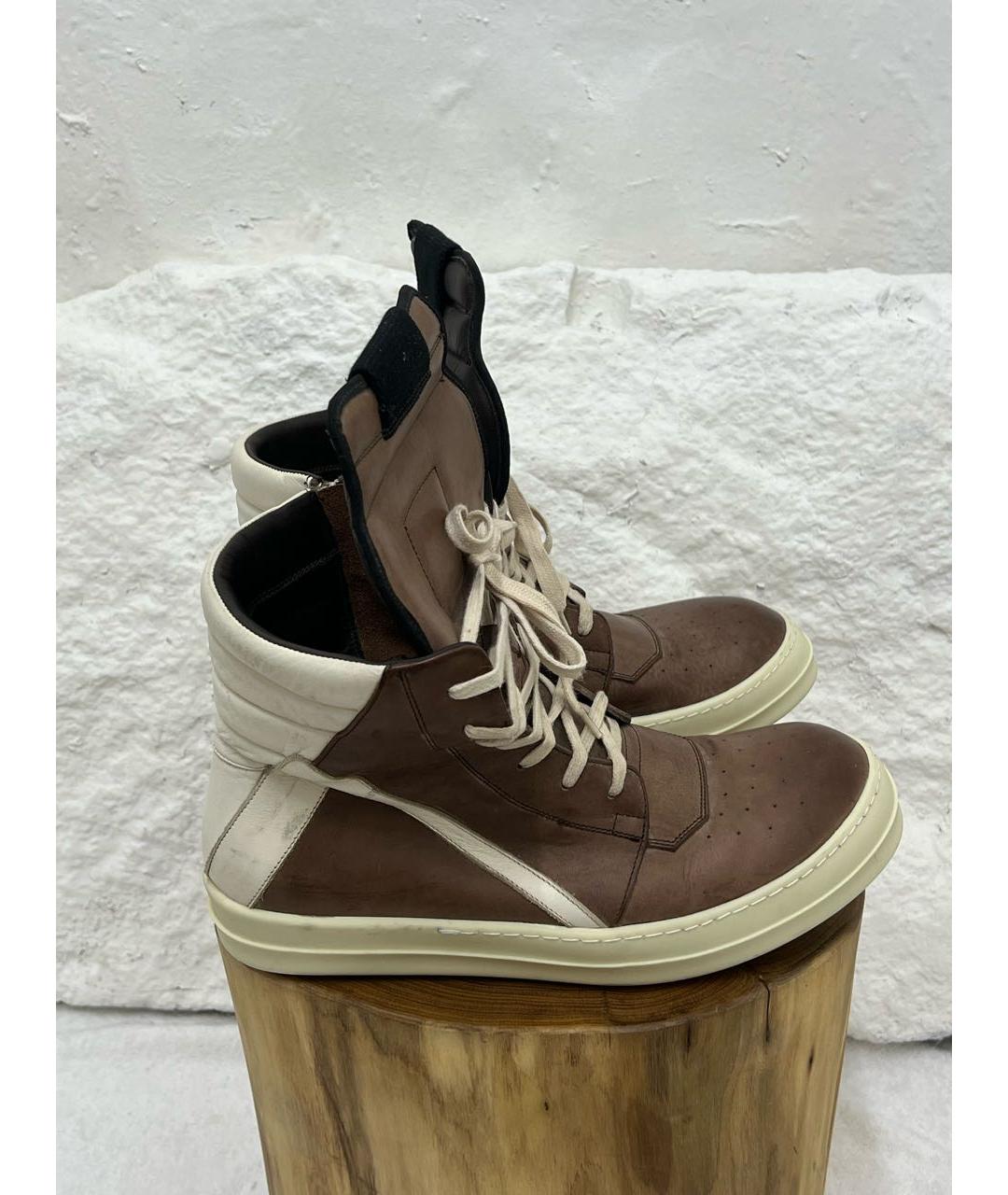 RICK OWENS Коричневые высокие кроссовки / кеды, фото 5