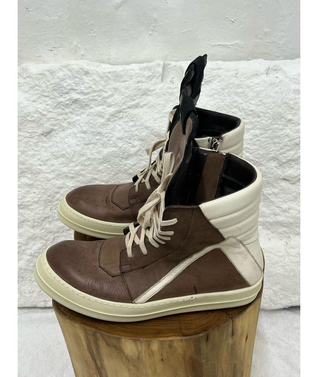 RICK OWENS Коричневые высокие кроссовки / кеды, фото 3