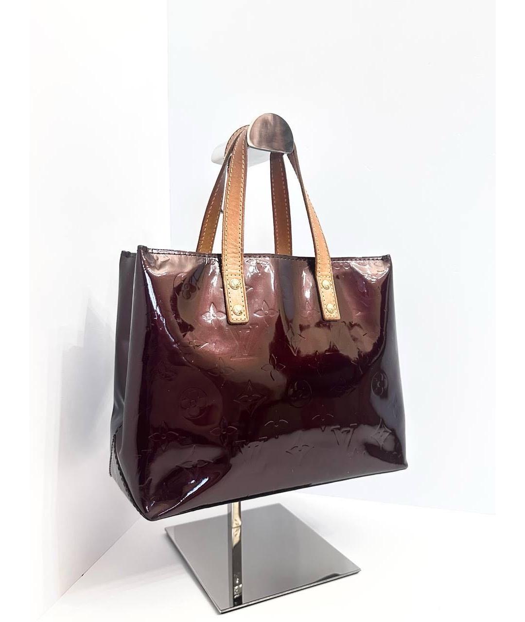 LOUIS VUITTON Бордовая сумка тоут из лакированной кожи, фото 3