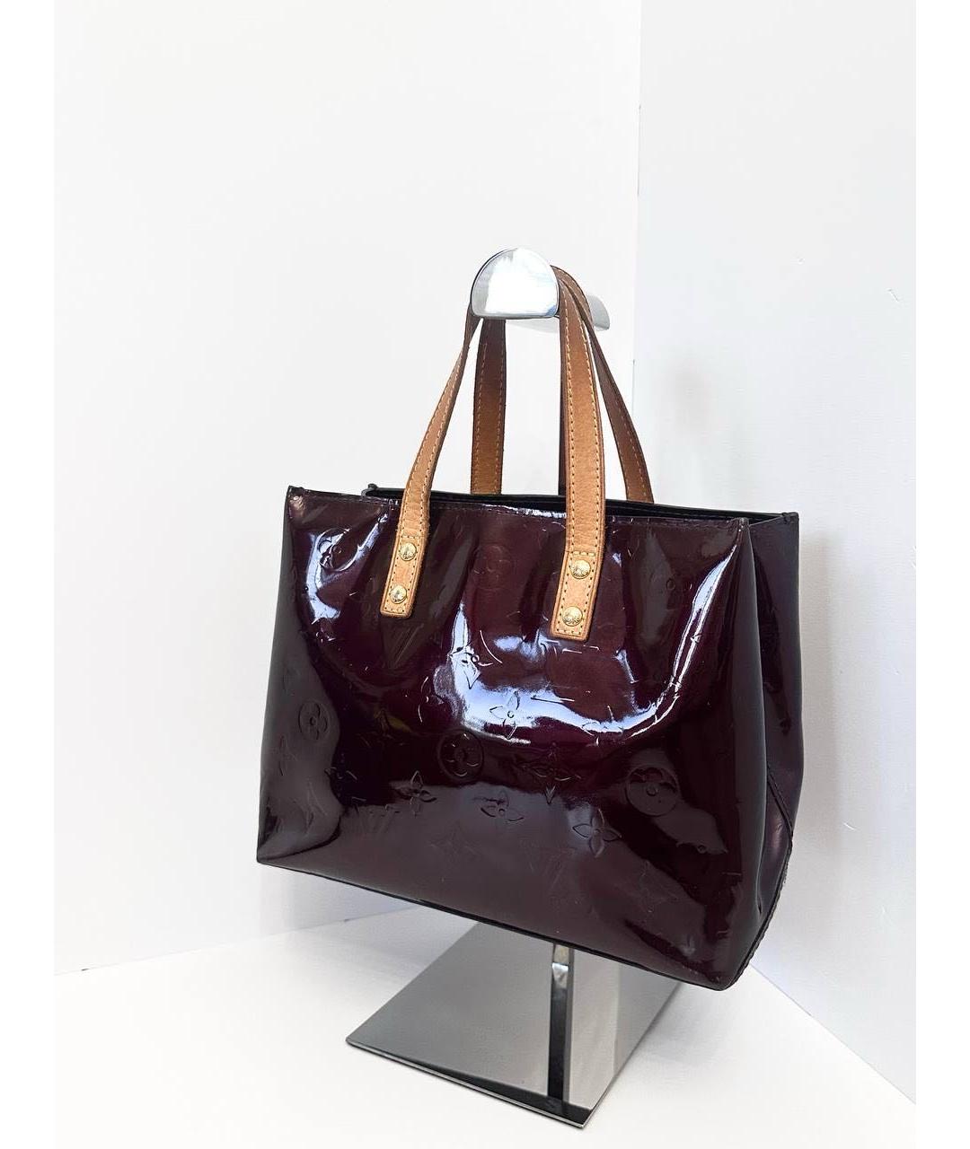 LOUIS VUITTON Бордовая сумка тоут из лакированной кожи, фото 2
