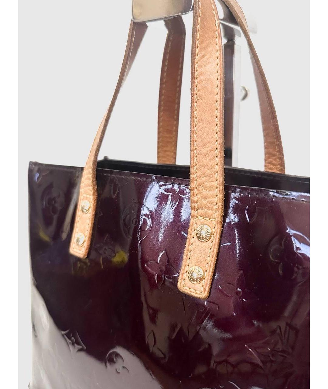 LOUIS VUITTON Бордовая сумка тоут из лакированной кожи, фото 6
